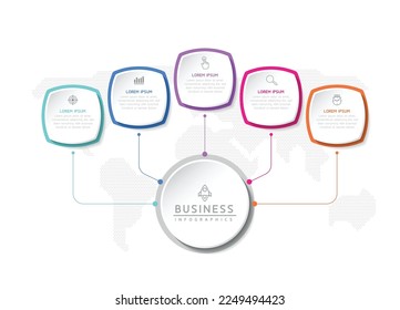 Conexión de la plantilla Infográfica de Negocios Steps con 5 elementos