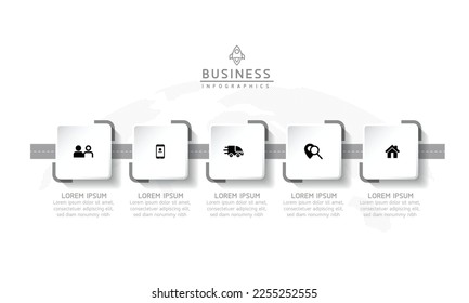 Conexión de la plantilla Infográfica de Negocios Steps con 5 elementos
