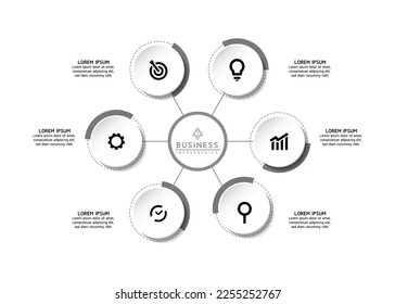 Connecting Steps business Infographic Template with 6 Elements