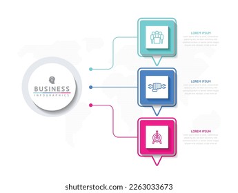 Connecting Steps business Infographic Template with 3 Elements