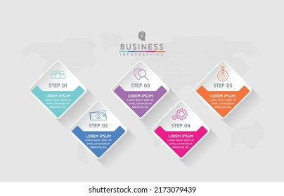 Connecting Steps Infographic Template with 5 Elements