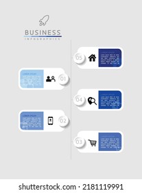Conectando la plantilla infográfica de pasos con 5 elementos