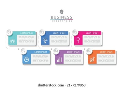 Connecting Steps Infographic Template with 6 Elements
