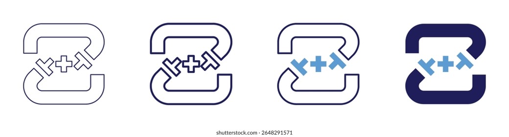 Connecting tubes icon in 4 different styles. Thin Line, Line, Bold Line, Duotone. Duotone style. Editable stroke.