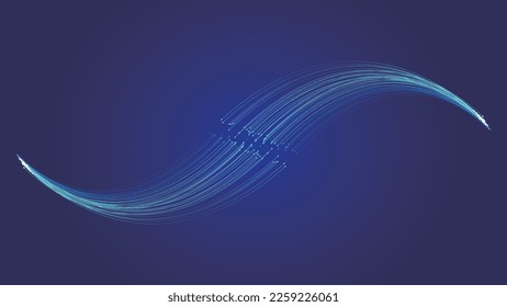 Connecting two bundles of optical fiber, Internet technology communication technology vector background.