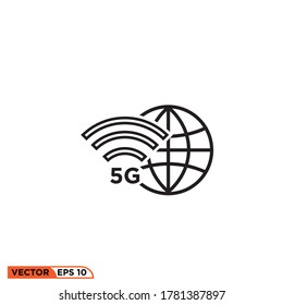 connection 5G world icon design vector illustration 
