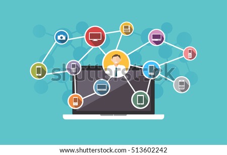 Connection across devices. Technology Information concept.