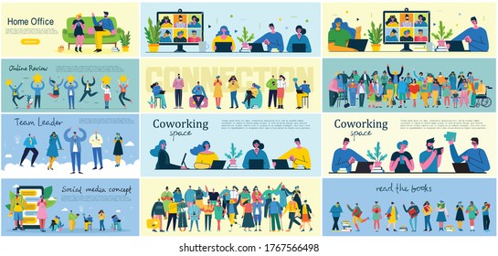 Connection background with people with smartphones. Chat, email messaging, sms, mobile concepts for web sites, web banners in modern flat design