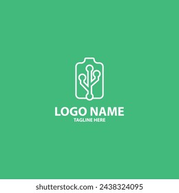 Verbindung Batterie Logo Design Vektor