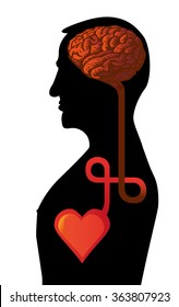 connection between heart and brain - illustration