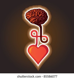 connection between heart and brain - illustration