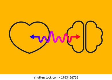 Connection between  human heart and brain. Concept of mental health. Therapy icon. Psychology logo.