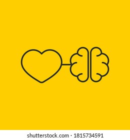 Connection between mind and senses. Connected heart and brain. Harmonious happy life concept