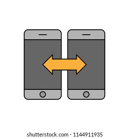 Connection between smartphones icon, vector illustration design. Communication collection.