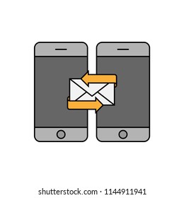 Connection between smartphones icon, vector illustration design. Communication collection.