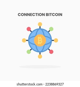 Connection bitcoin icon flat. Vector illustration on white background. Can used for web, app, digital product, presentation, UI and many more.
