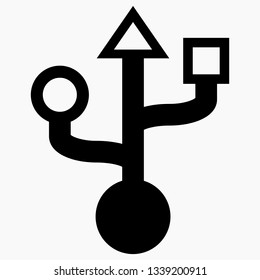Connection, black USB icon. Vector icon.