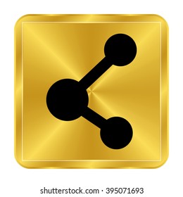 connection - black vector icon;  gold button
