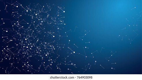 Fondo de ciencia y medicina azul de conexión. Ilustración vectorial.