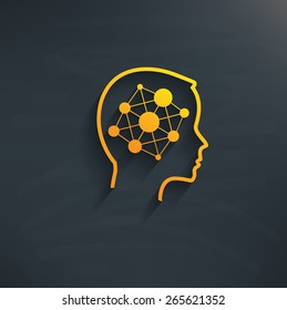 Connection brain design on blackboard background,clean vector