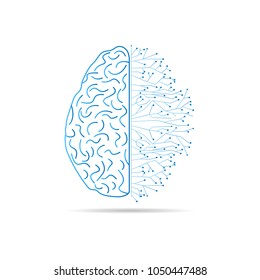 connection in brain line vector illustration .