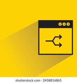 connection browser icon with shadow on yellow background