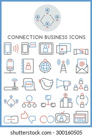 Connection business icons set vector