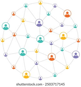 the connection of business team around the world. Vector illustration of education and science concept with globe. Social network symbol. People connected by lines.