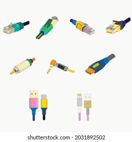 Connection cables and connectors. Lan ,Mini jack, HDMI ,lightning.
