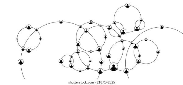 Connection circle with avatars in intersect. Network background with relationship. Social network concept.