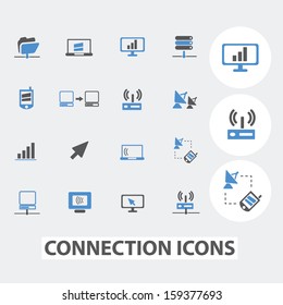 conexión, comunicación, conjunto de iconos de tecnología informática, vector