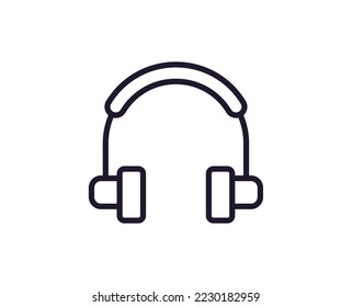 Connection and communication concept. Modern outline sign for web sites, apps, adverts, shops, banners. Editable stroke. Vector line icon of headphones 