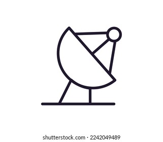 Connection and communication concept. Modern outline sign for web sites, apps, adverts, shops, banners. Editable stroke. Vector line icon of satellite dish 
