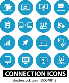 connection, communication icons set, vector