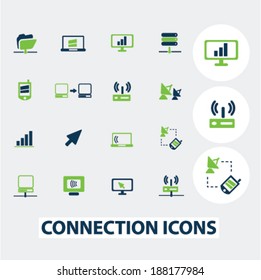 connection, communication icons set, vector