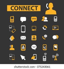 connection, communication, link, internet, online, phone, computer network, hosting, system administration, router, laptop, tower, antenna, equipment, lan, broadcasting, technology icons, signs vector