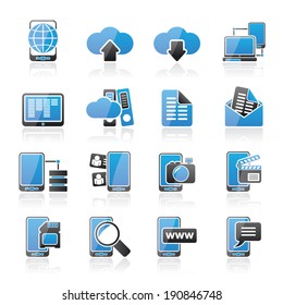 Connection, communication and mobile phone icons - vector icon set