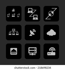connection communication network icon set