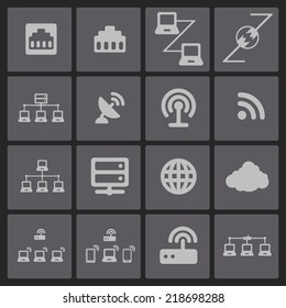 connection communication network icon set