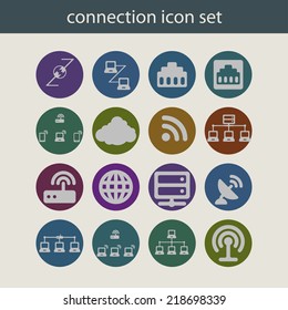 connection communication network icon set