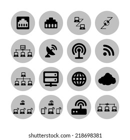 connection communication network icon set