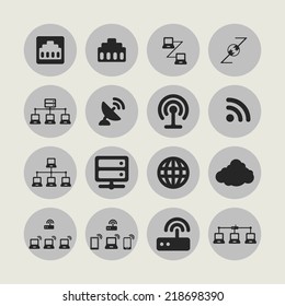 connection communication network icon set