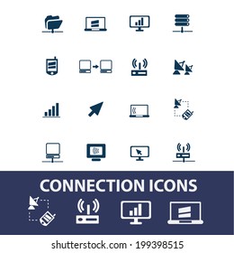 connection, communication, network icons, signs set, vector