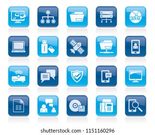 Connection, communication and network icons - vector icon set 