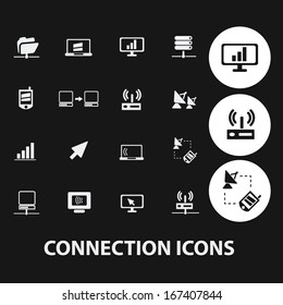 connection, communication, network, internet icons, signs set, vector