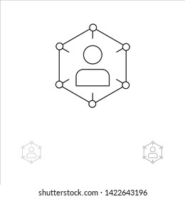 Connection, Communication, Network, People, Personal, Social, User Bold and thin black line icon set