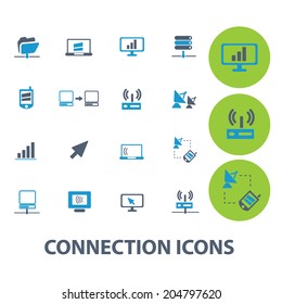 connection, communication, phone vector set of colorful flat icons, signs, design elements for mobile and web applications.