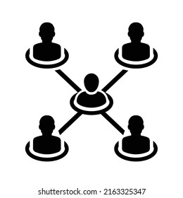 Icono de conexión, comunicación, anillo social. Gráficos vectoriales negros.
