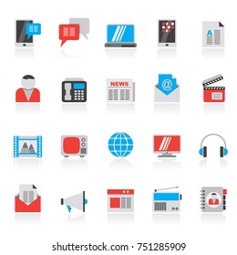 Connection, communication and technology icons - vector icon set