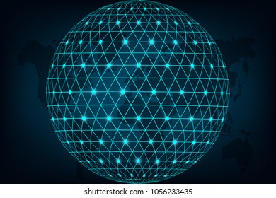 Connection concept. Global network connection World map abstract technology background global business innovation concept.